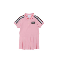 Robe polo en piqué de coton rayée monogram - Rose bonbon