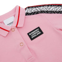 Robe polo en piqué de coton rayée monogram - Rose bonbon