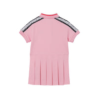 Robe polo en piqué de coton rayée monogram - Rose bonbon