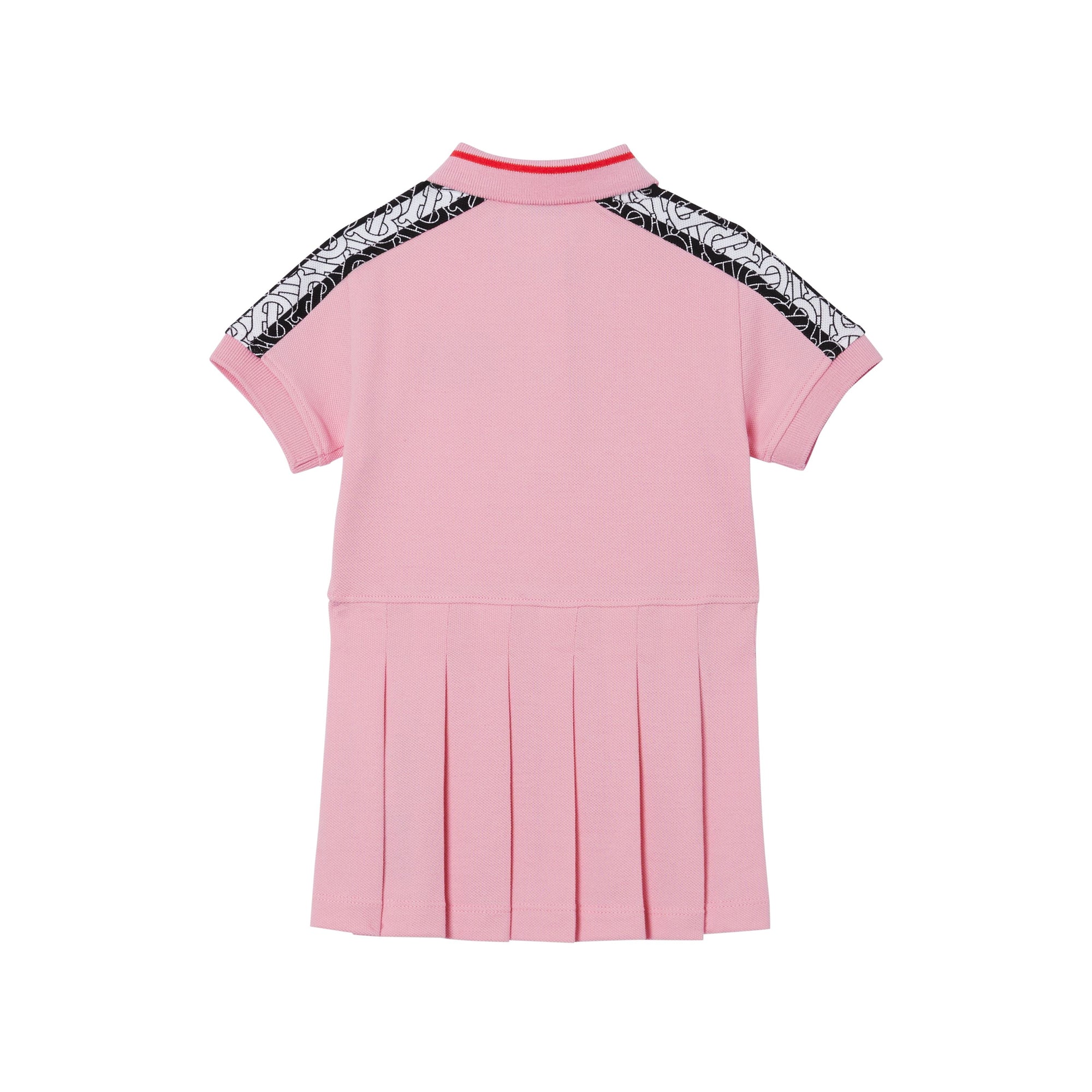 Robe polo en piqué de coton rayée monogram - Rose bonbon