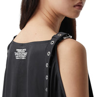 BLACK Robe en satin de soie avec bretelles et coordonnées géographiques