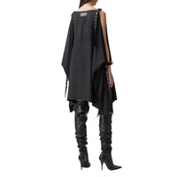 BLACK Robe en satin de soie avec bretelles et coordonnées géographiques