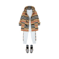 ARCHIVE BEIGE IP S Duffle-coat en laine double face à rayures iconiques