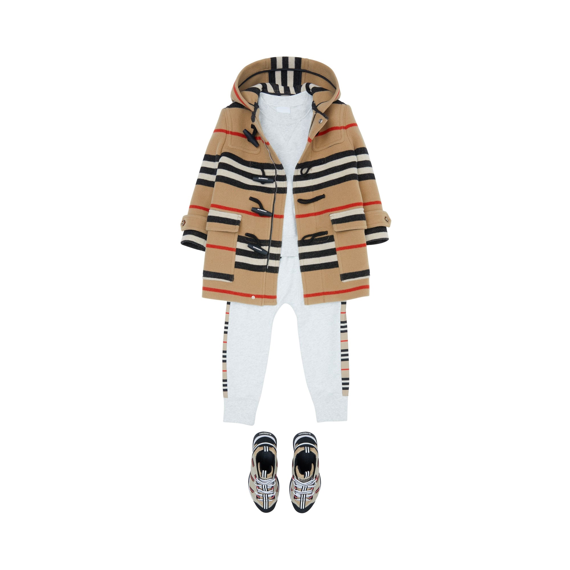 ARCHIVE BEIGE IP S Duffle-coat en laine double face à rayures iconiques