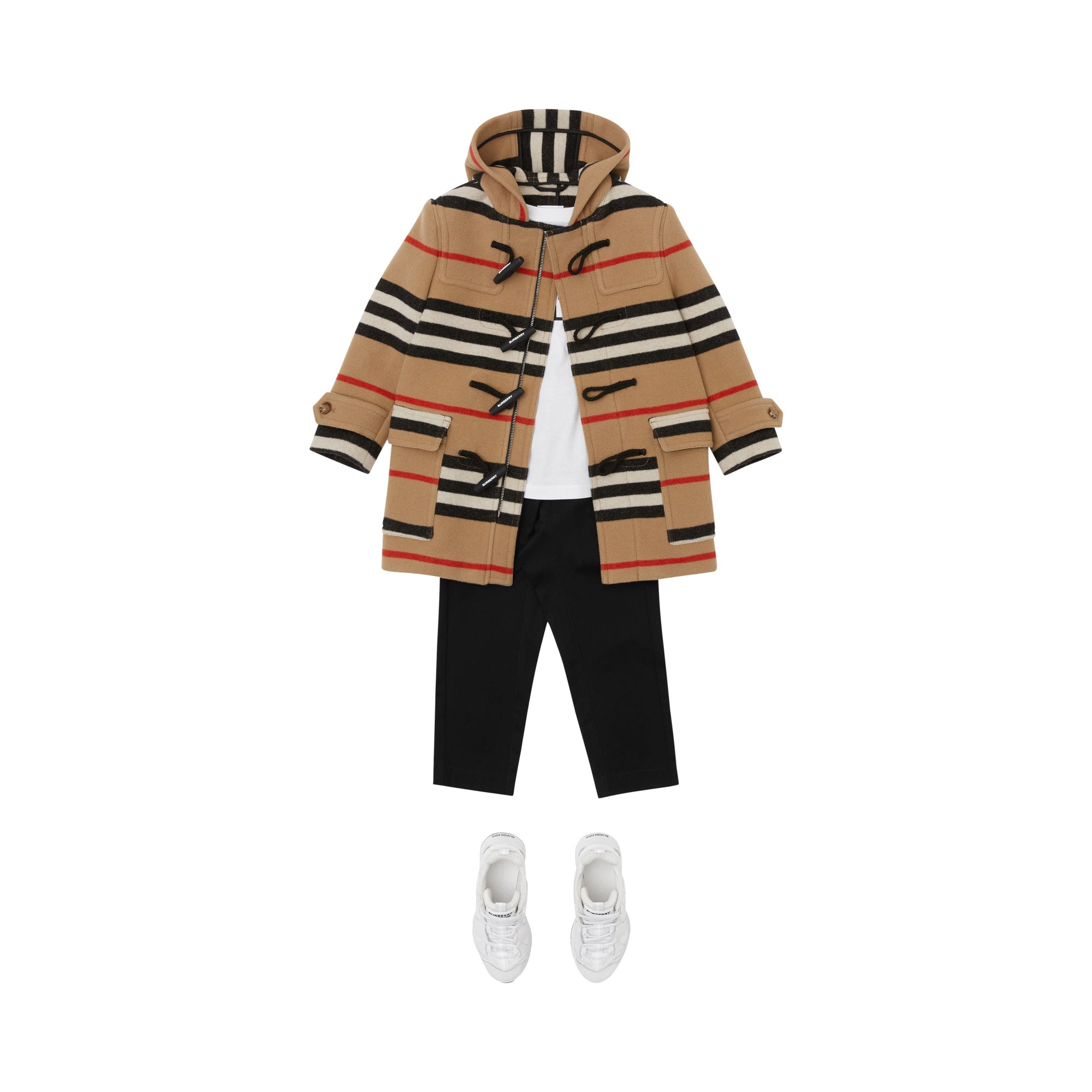 ARCHIVE BEIGE IP S Duffle-coat en laine double face à rayures iconiques