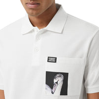 Polo en coton à imprimé cygne - Blanc