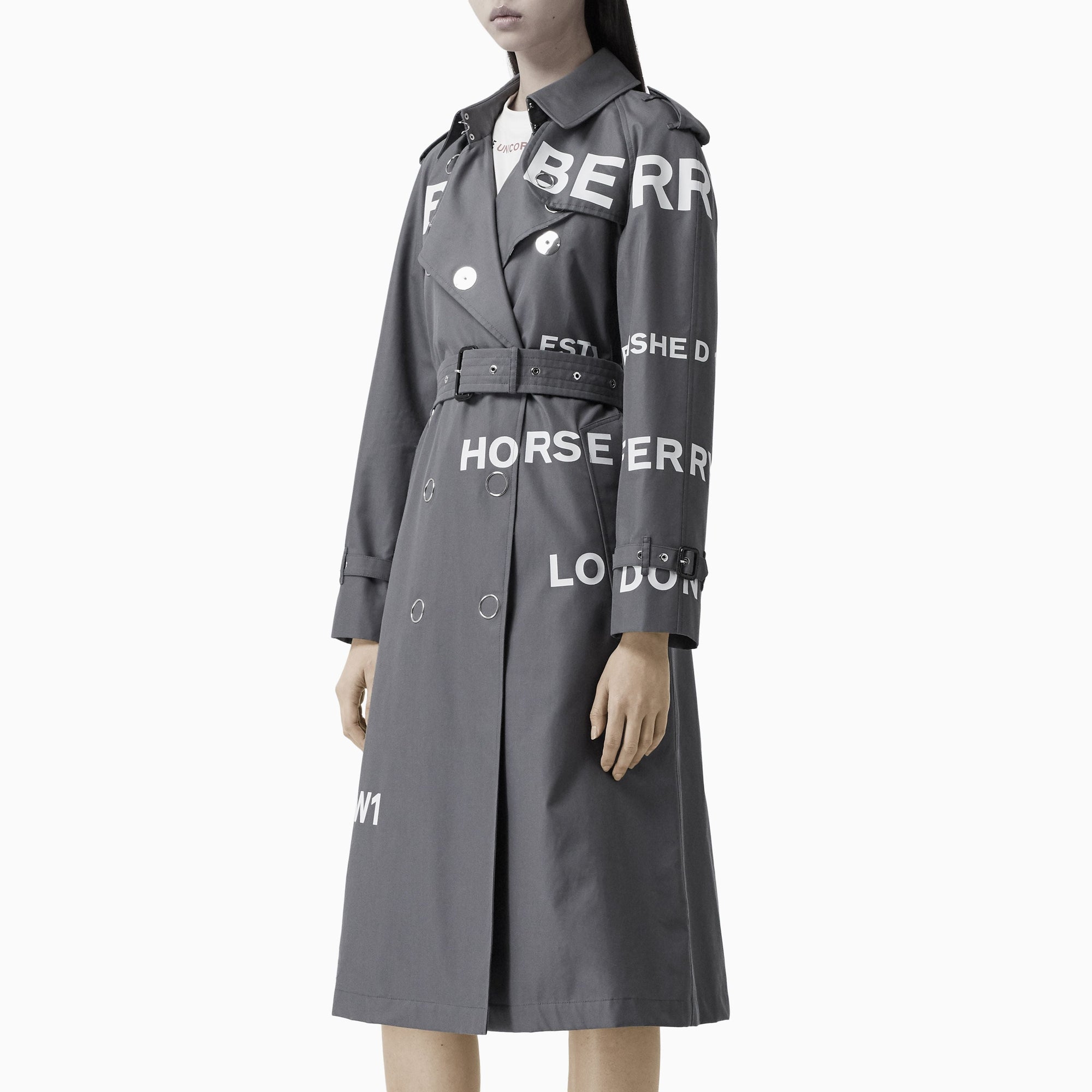 Trench en gabardine de coton Horseferry - Gris moyen