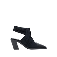 Mules à bout pointu en cuir avec nœud - Noir