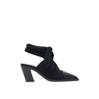 BLACK Mules à bout pointu en cuir avec nœud