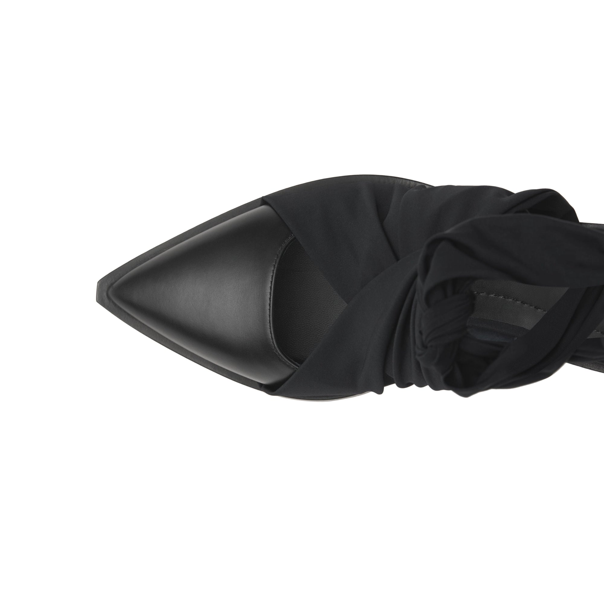 Mules à bout pointu en cuir avec nœud - Noir