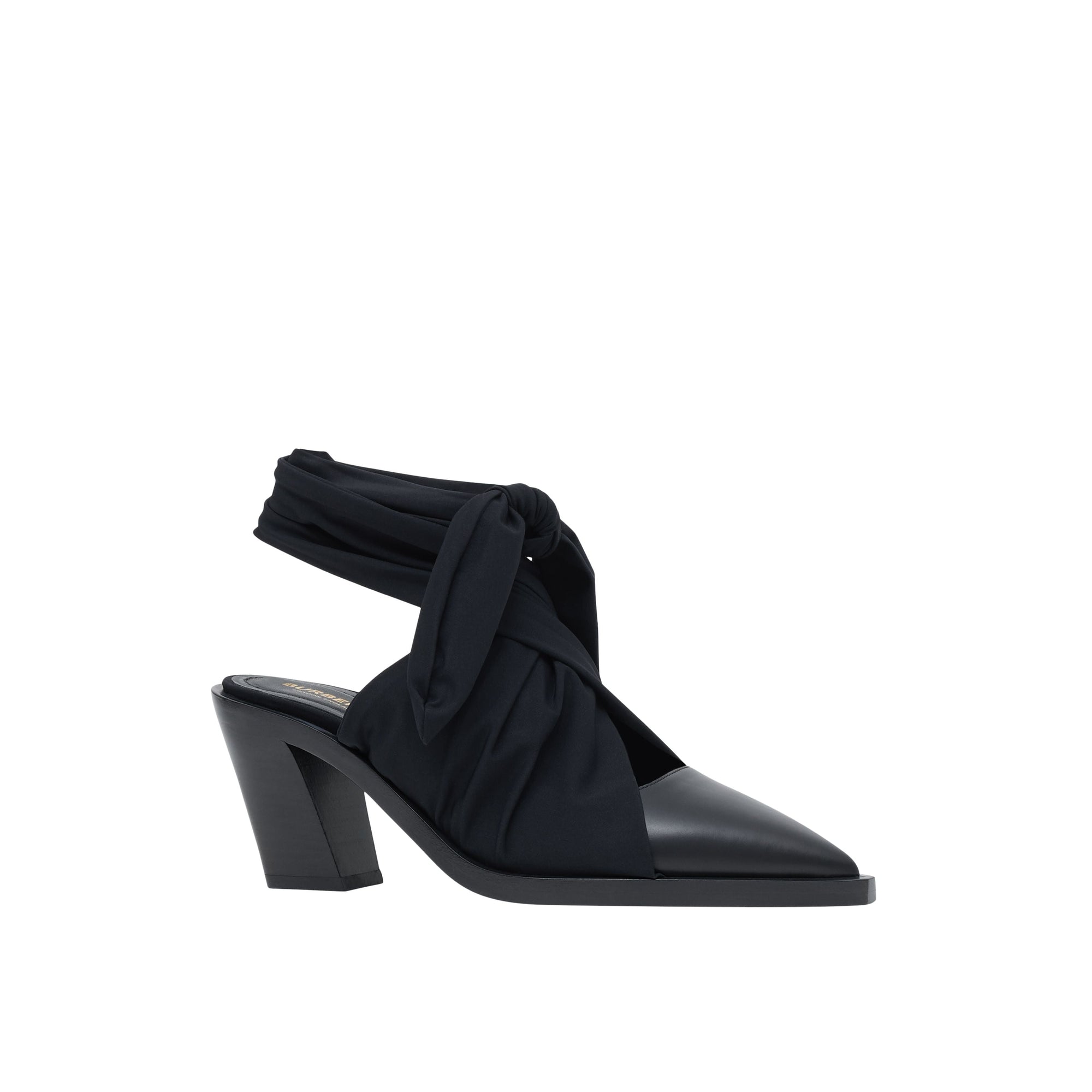 BLACK Mules à bout pointu en cuir avec nœud