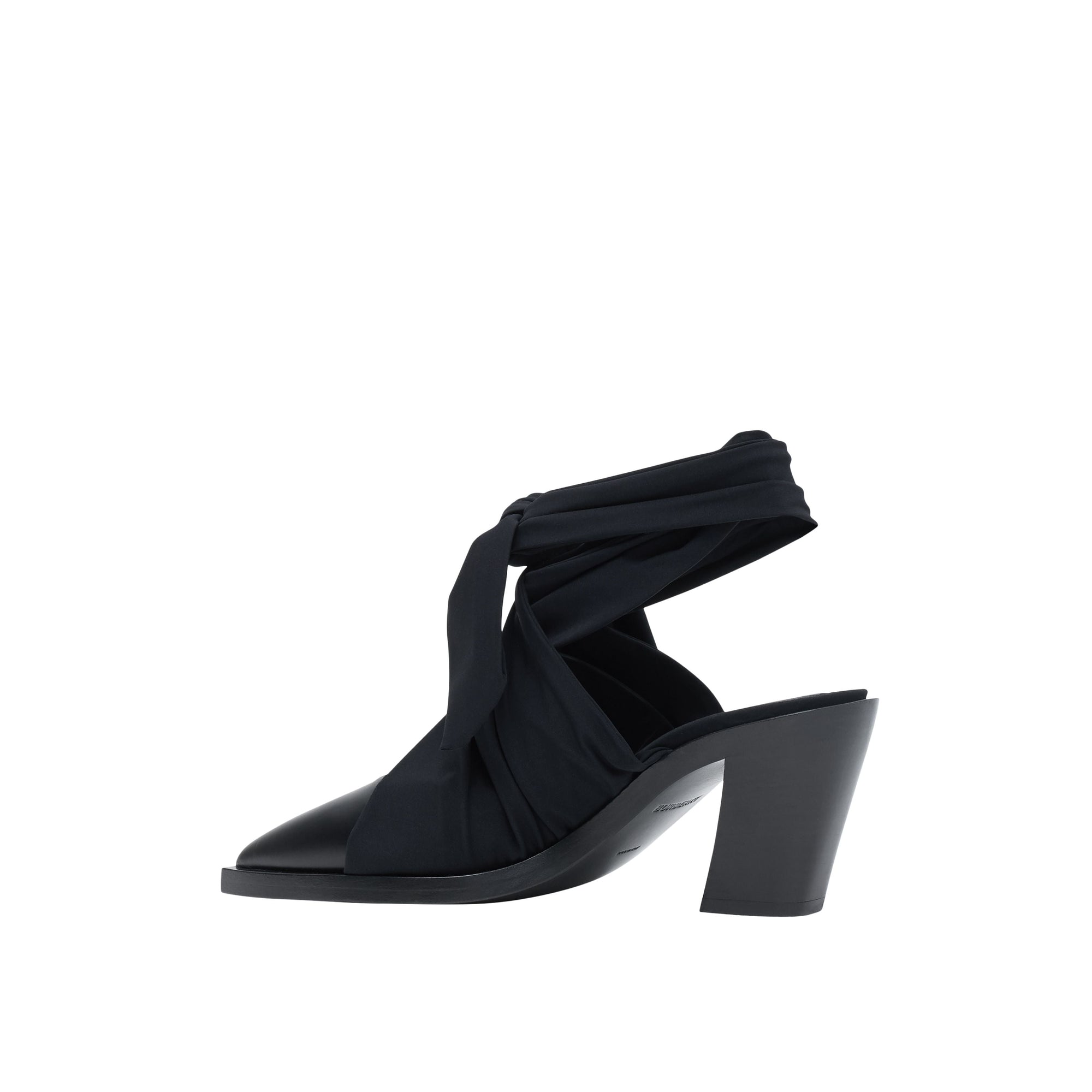 Mules à bout pointu en cuir avec nœud - Noir