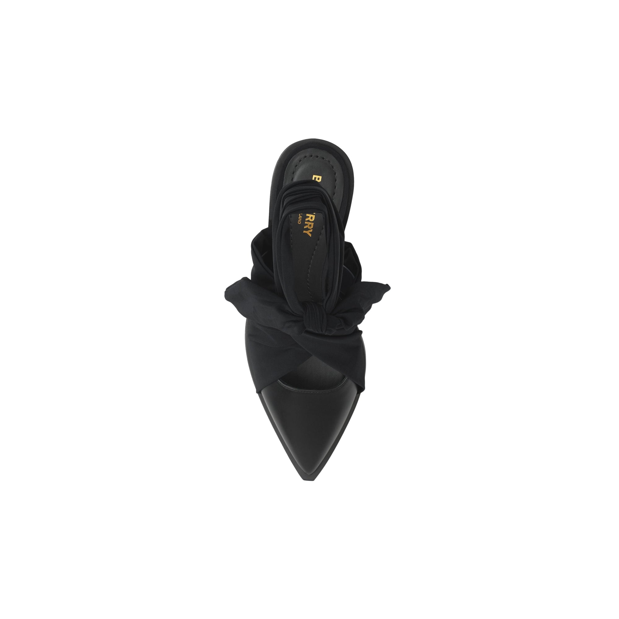 Mules à bout pointu en cuir avec nœud - Noir