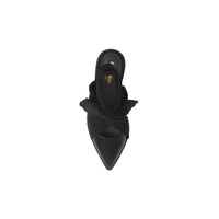 BLACK Mules à bout pointu en cuir avec nœud