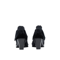 BLACK Mules à bout pointu en cuir avec nœud