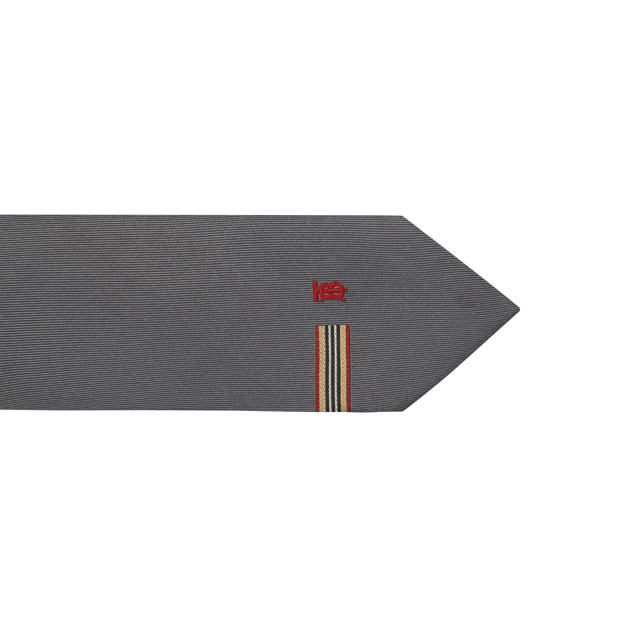 DARK GREY Cravate classique en soie Monogram avec rayures iconiques