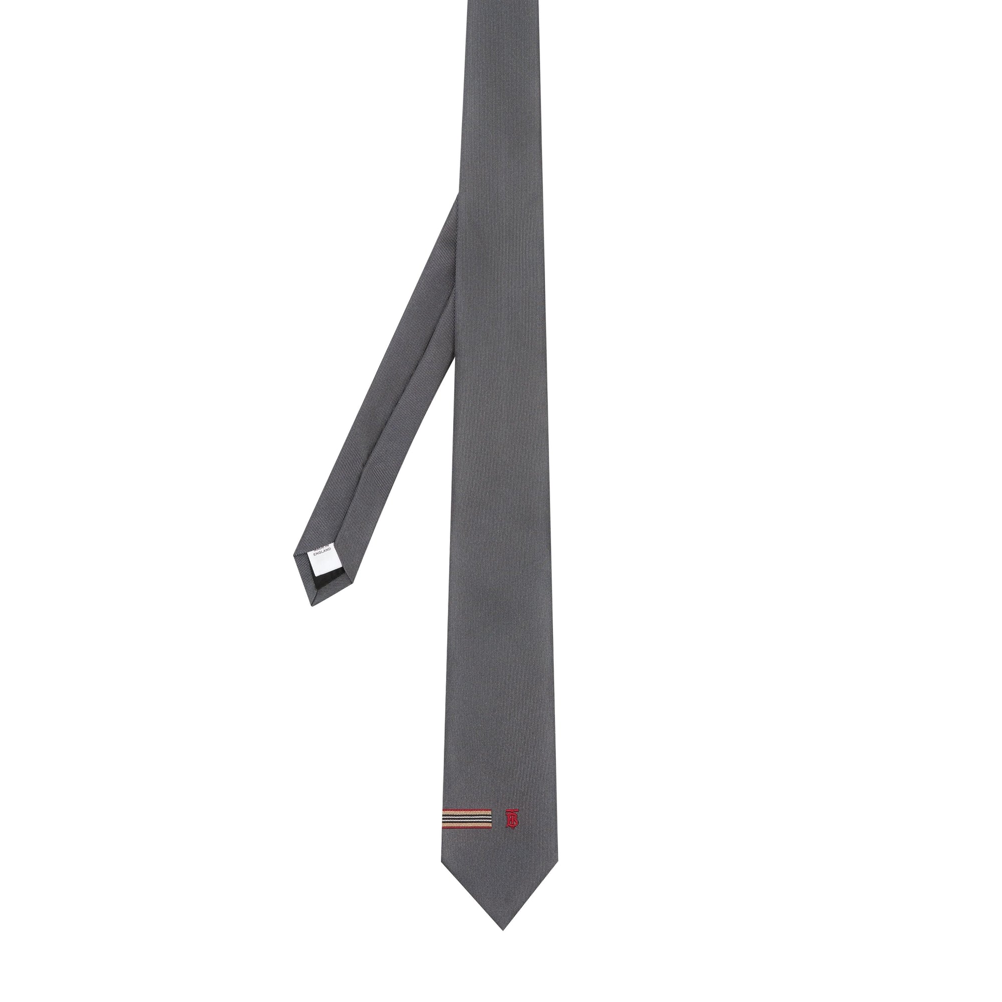DARK GREY Cravate classique en soie Monogram avec rayures iconiques