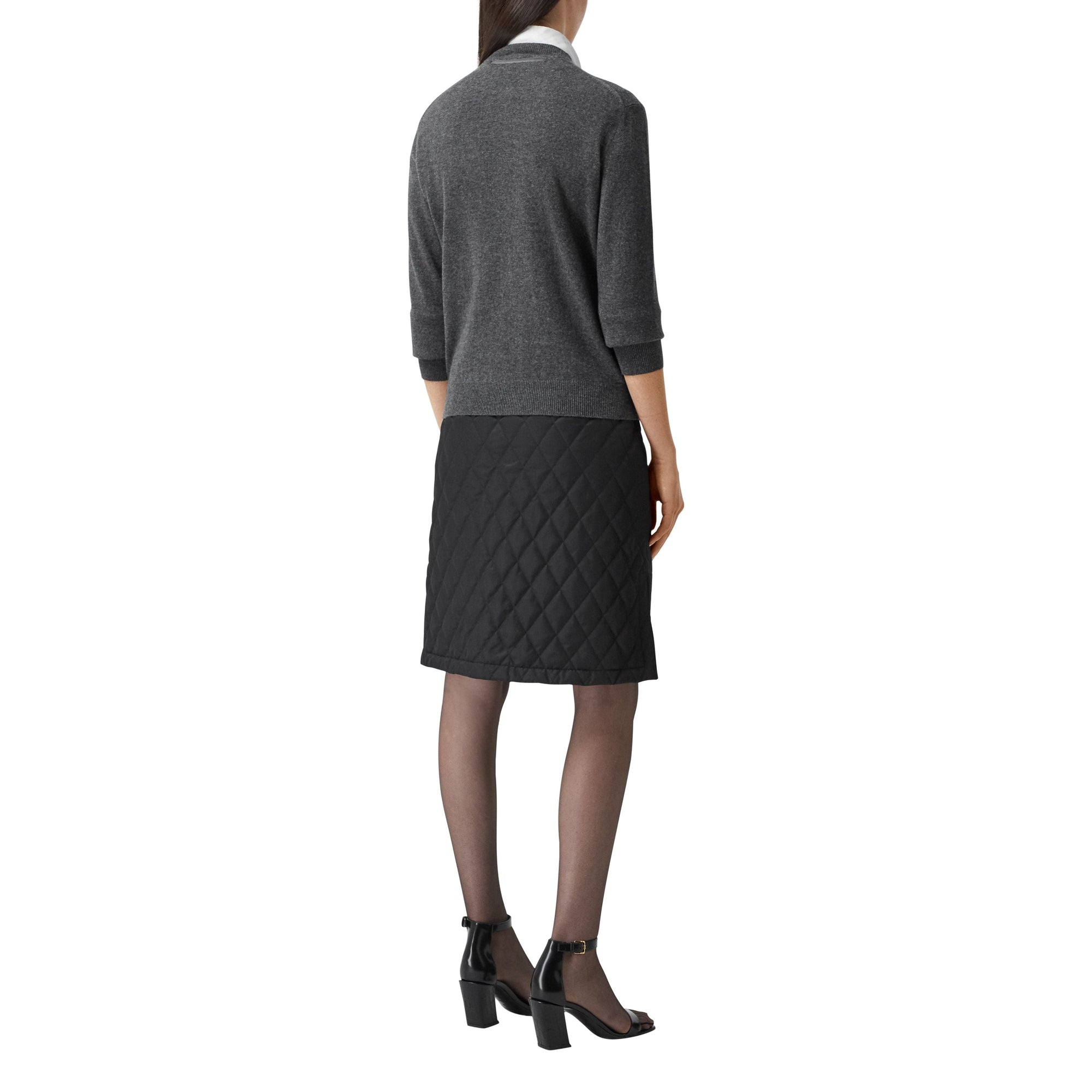GREY MELANGE Cardigan en cachemire avec foulard en soie