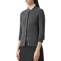 GREY MELANGE Cardigan en cachemire avec foulard en soie