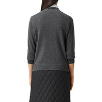 GREY MELANGE Cardigan en cachemire avec foulard en soie