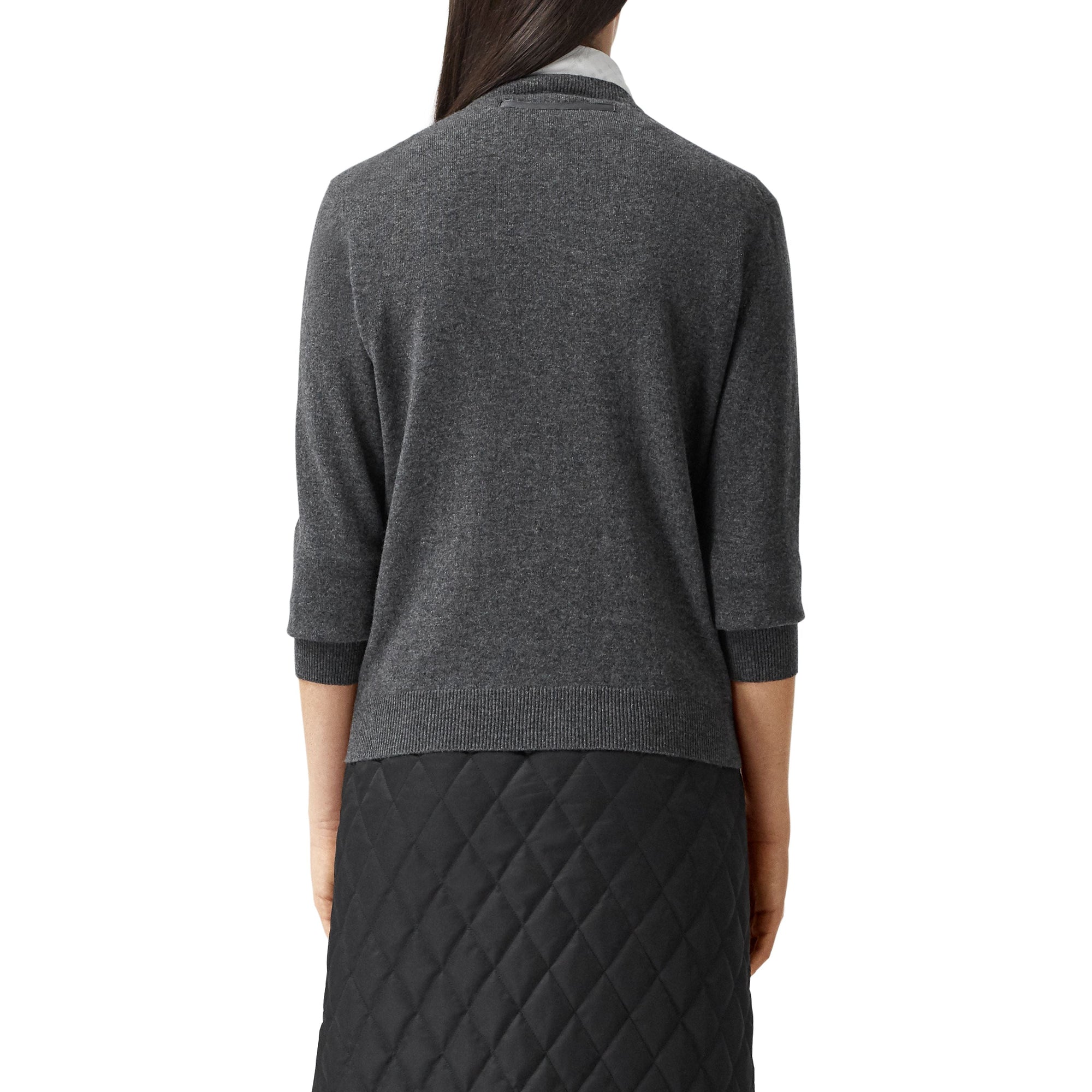 GREY MELANGE Cardigan en cachemire avec foulard en soie