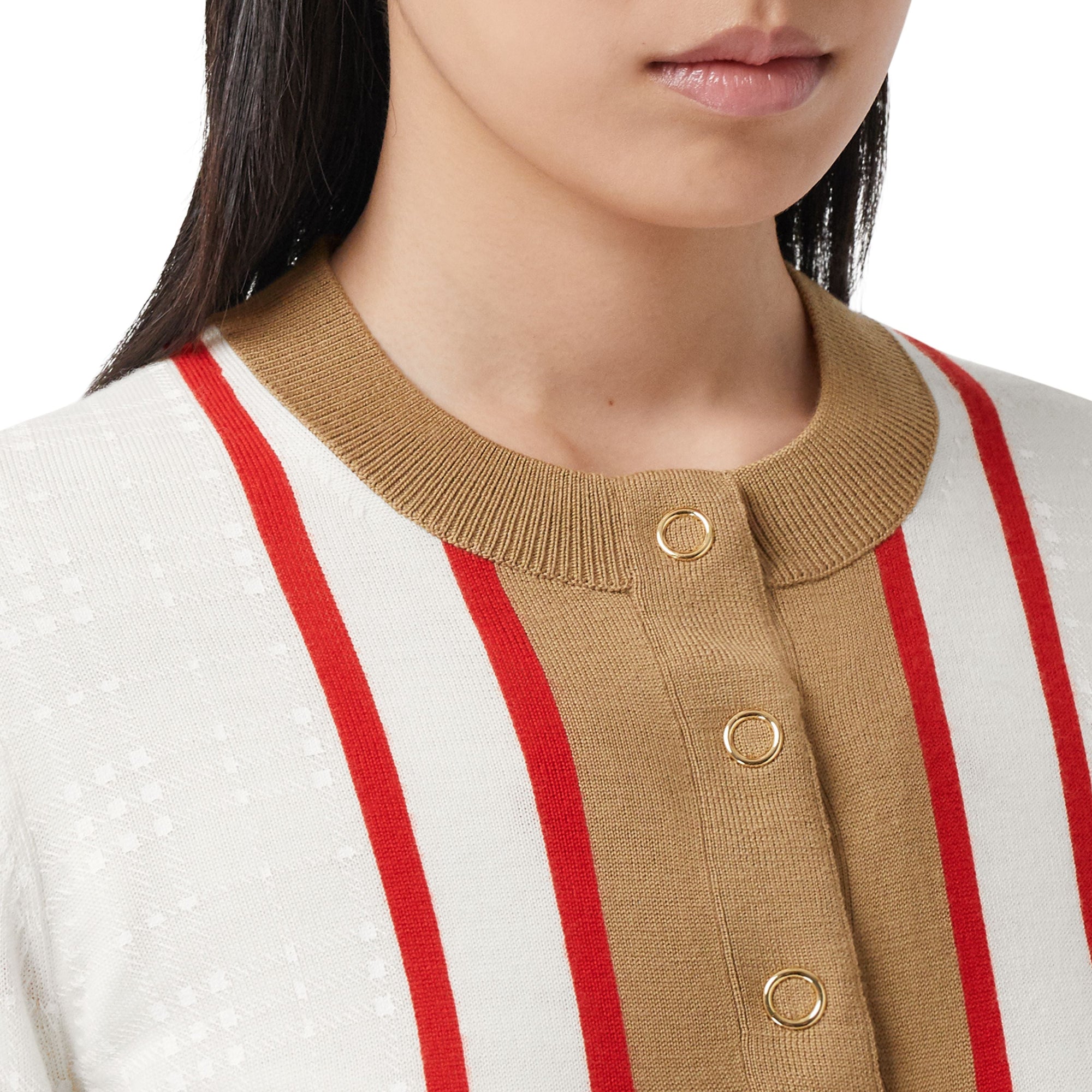 WHITE Cardigan en laine à motif Society d'archive en intarsia