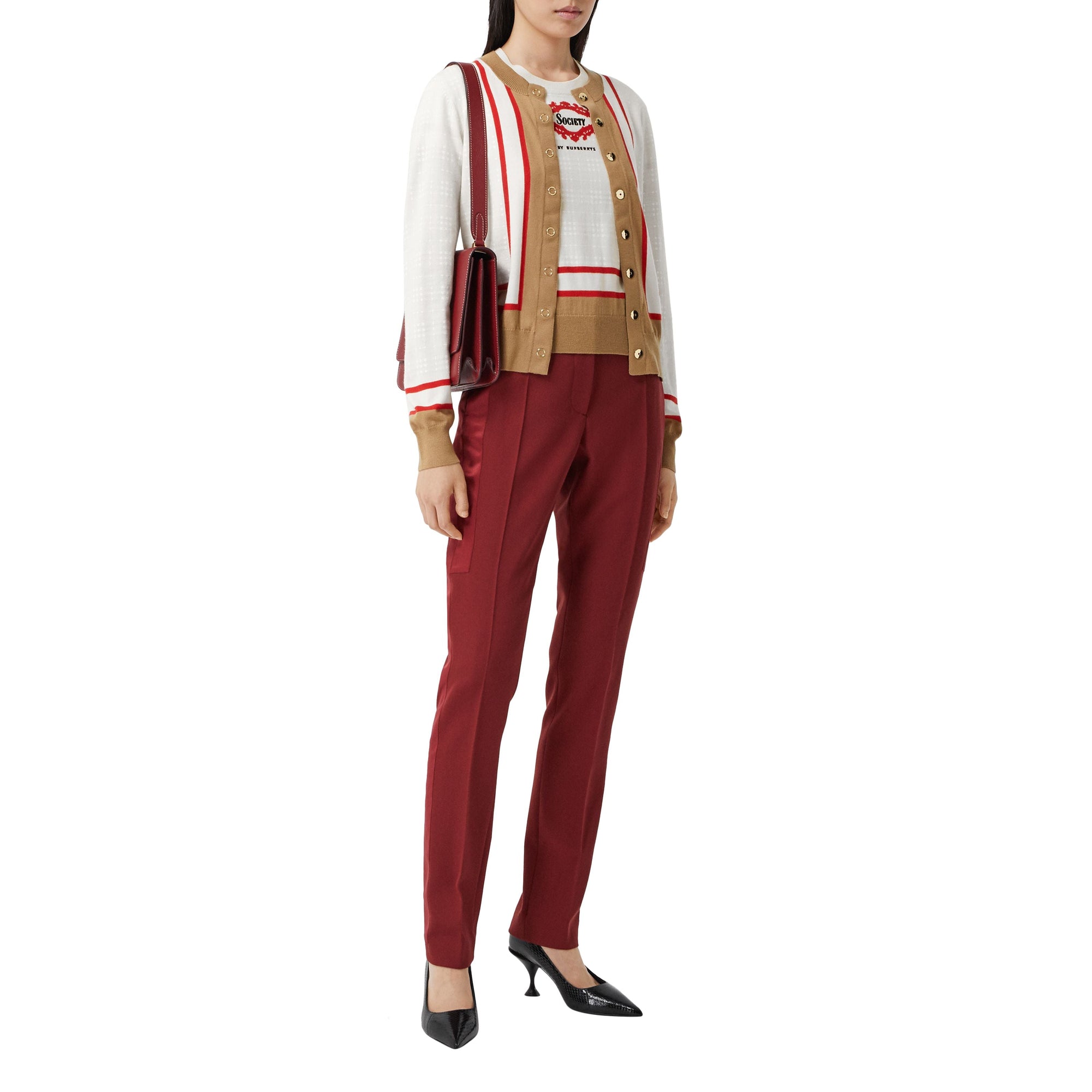 WHITE Cardigan en laine à motif Society d'archive en intarsia