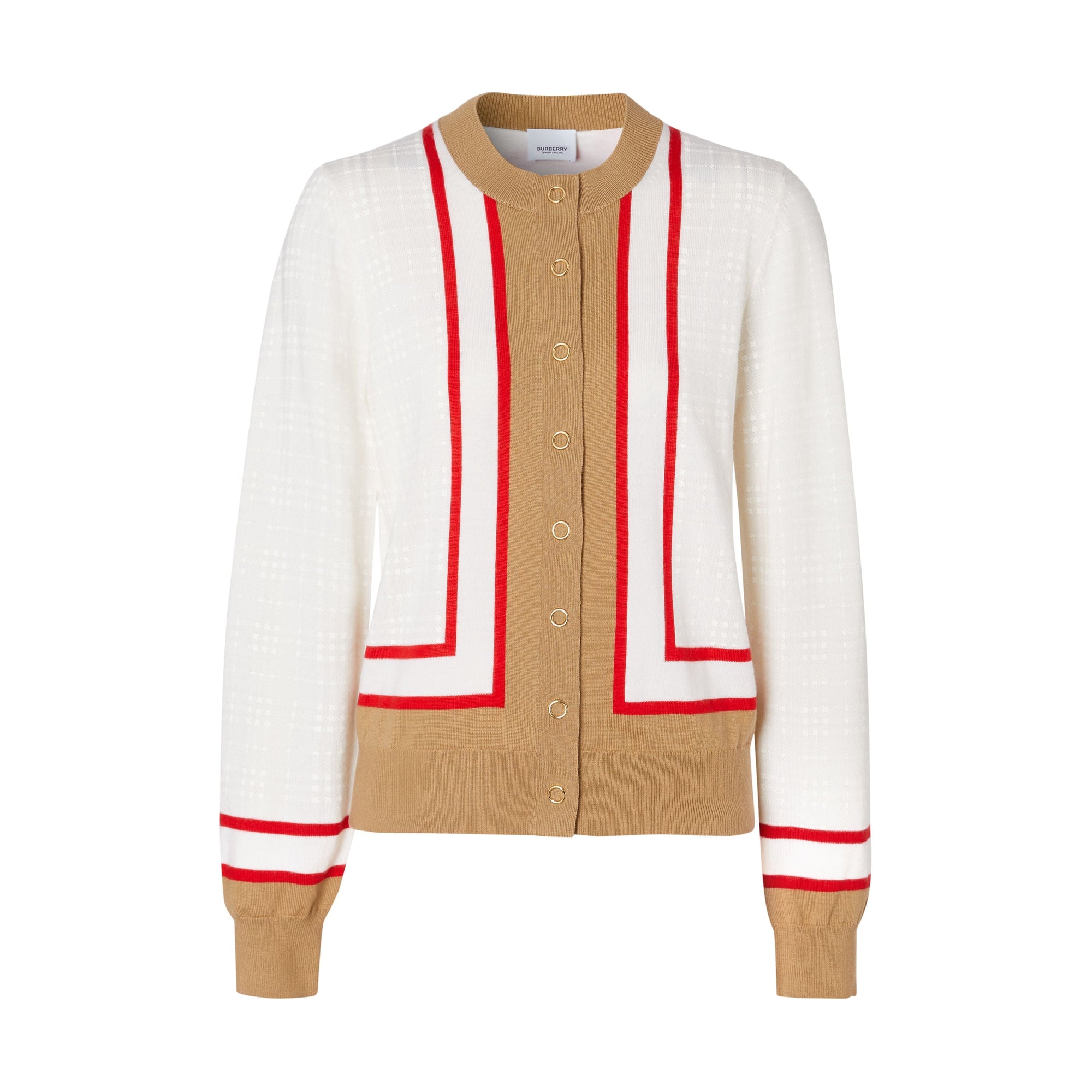 WHITE Cardigan en laine à motif Society d'archive en intarsia