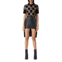 BLACK/ARCHVE BEIGE S Polo en jacquard de laine mérinos mélangée à damier