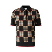 BLACK/ARCHVE BEIGE S Polo en jacquard de laine mérinos mélangée à damier