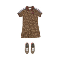 BRIDLE BROWN IP PTTN Robe polo en coton rayée Monogram