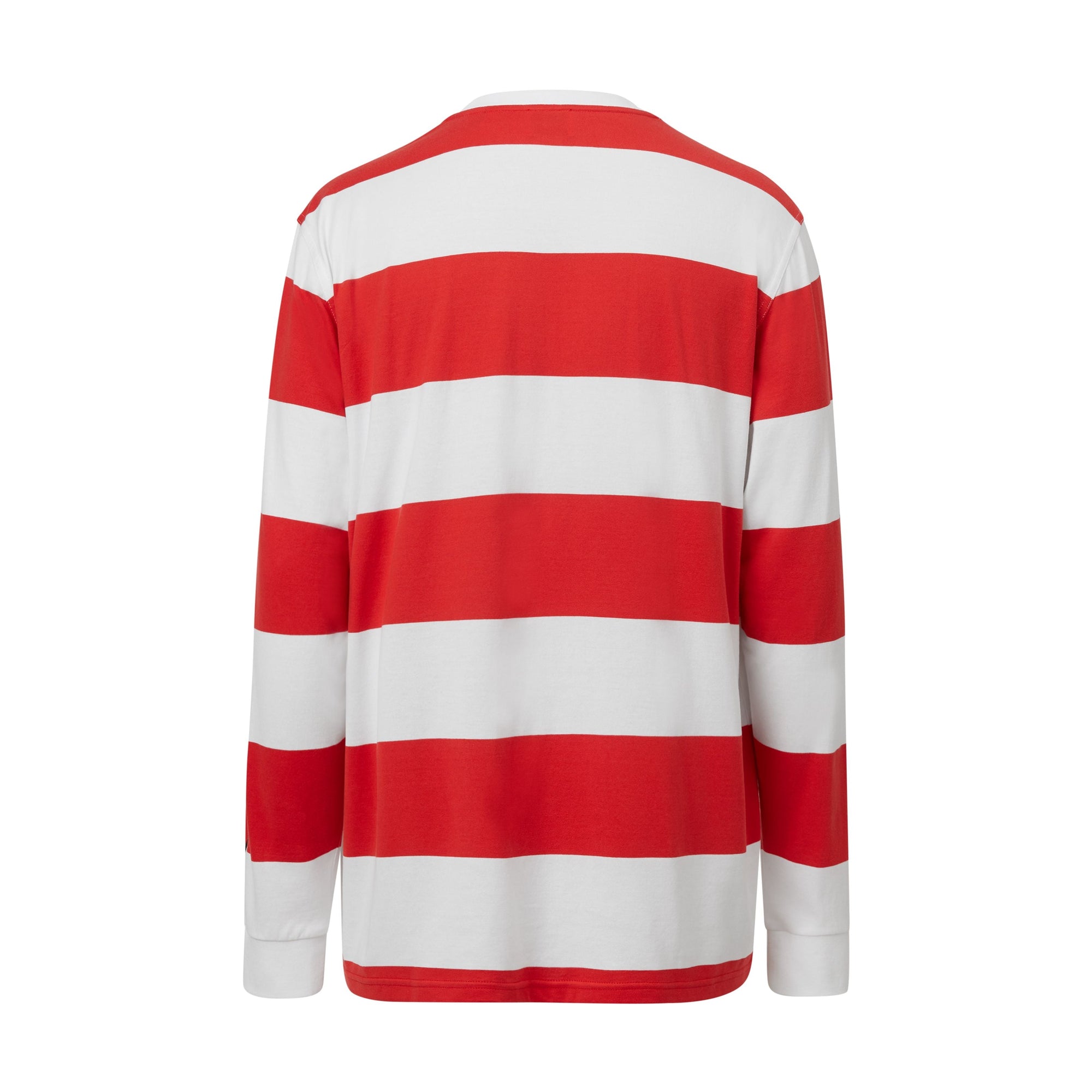 Haut à manches longues oversize en coton rayé - Blanc & rouge