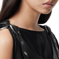 BLACK Gilet en cuir avec boucle