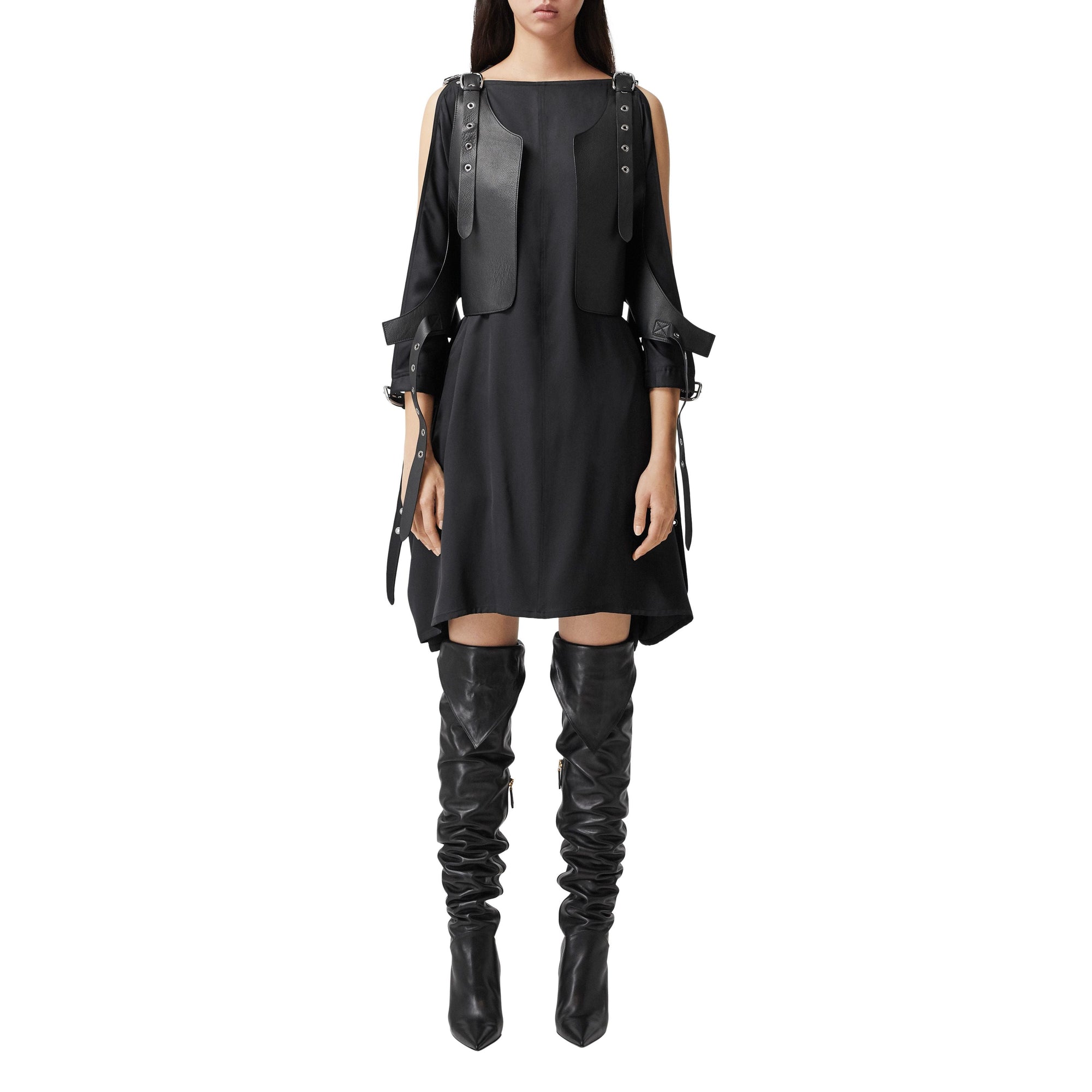 BLACK Gilet en cuir avec boucle