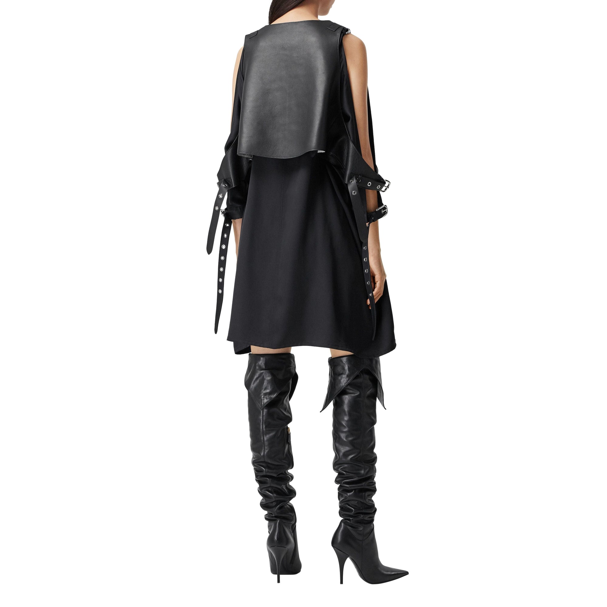 BLACK Gilet en cuir avec boucle