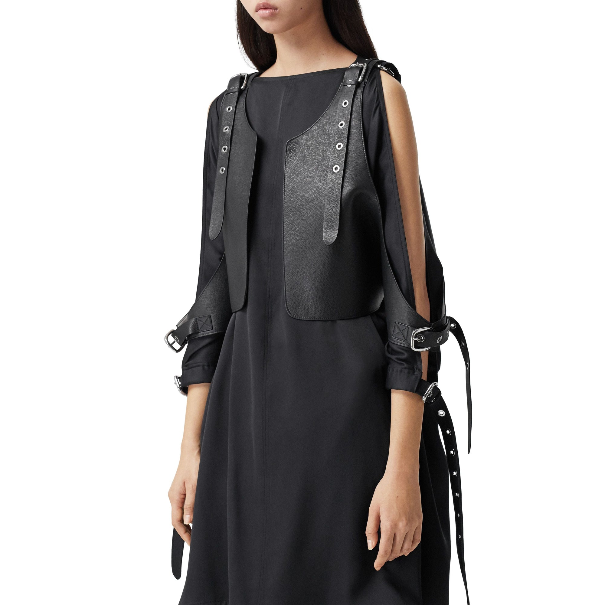 BLACK Gilet en cuir avec boucle