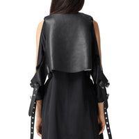 BLACK Gilet en cuir avec boucle