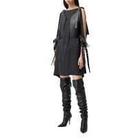 BLACK Gilet en cuir avec boucle