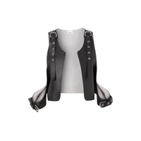 BLACK Gilet en cuir avec boucle