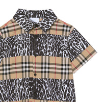 ARCHIVE BEIGE IP CHK Chemise à manches courtes avec imprimé léopard et Vintage check