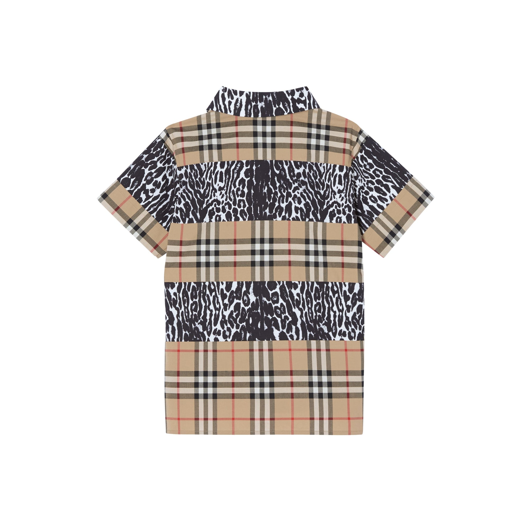 ARCHIVE BEIGE IP CHK Chemise à manches courtes avec imprimé léopard et Vintage check