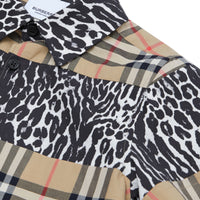ARCHIVE BEIGE IP CHK Chemise à manches courtes avec imprimé léopard et Vintage check