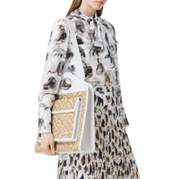 Sac Pocket moyen en raphia et cuir - Naturel