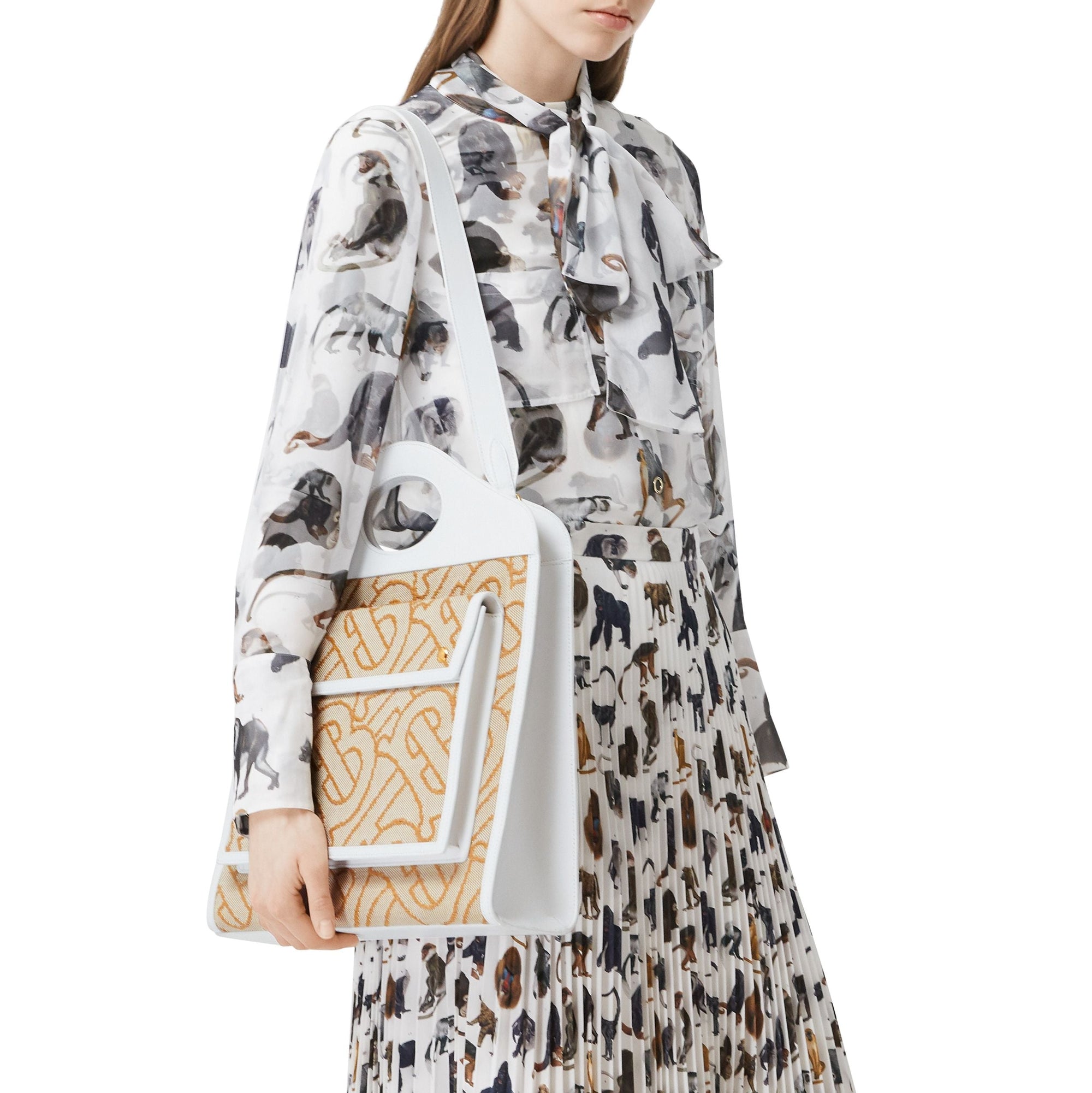 Sac Pocket moyen en raphia et cuir - Naturel