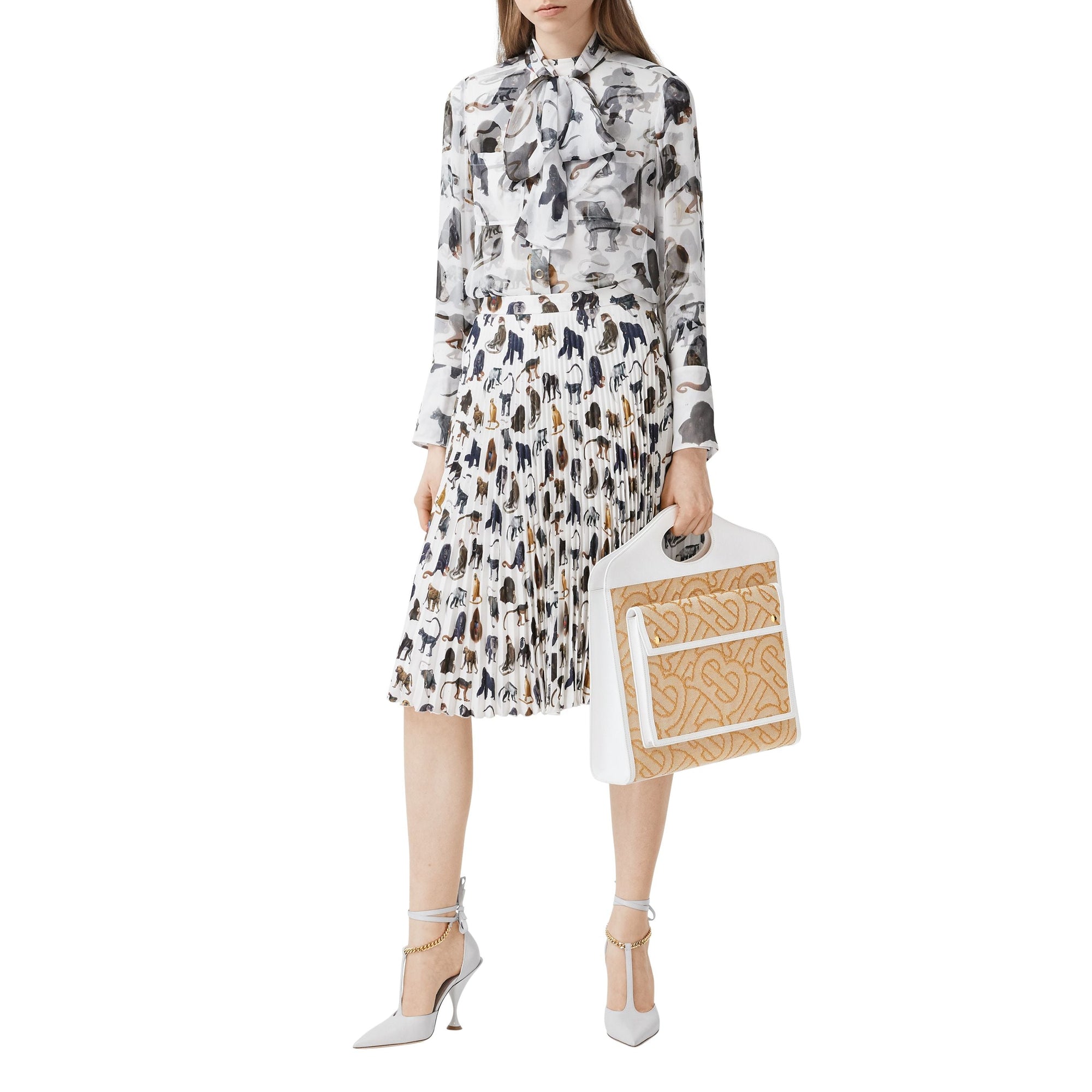 Sac Pocket moyen en raphia et cuir - Naturel