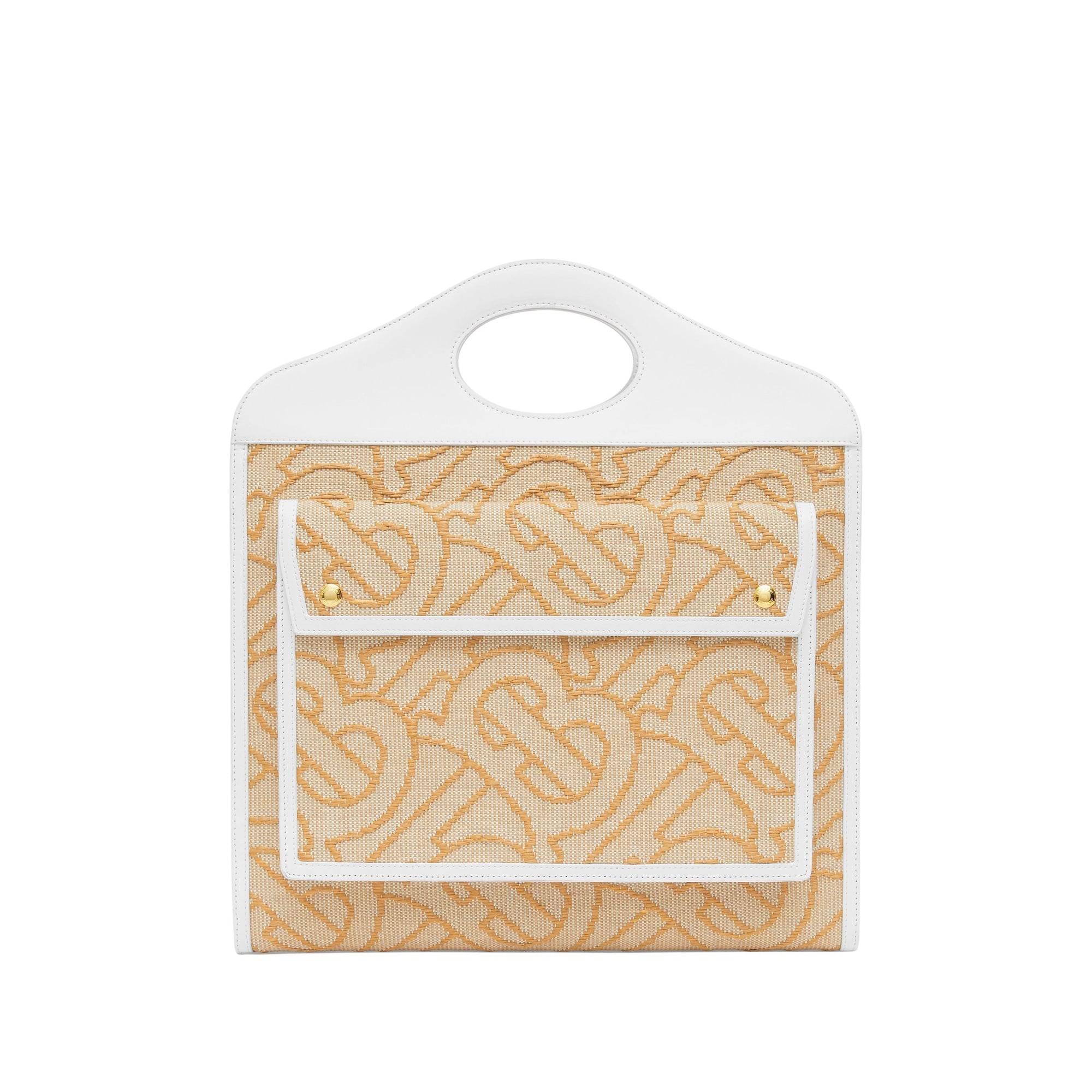 Sac pocket moyen en raphia et cuir - Naturel