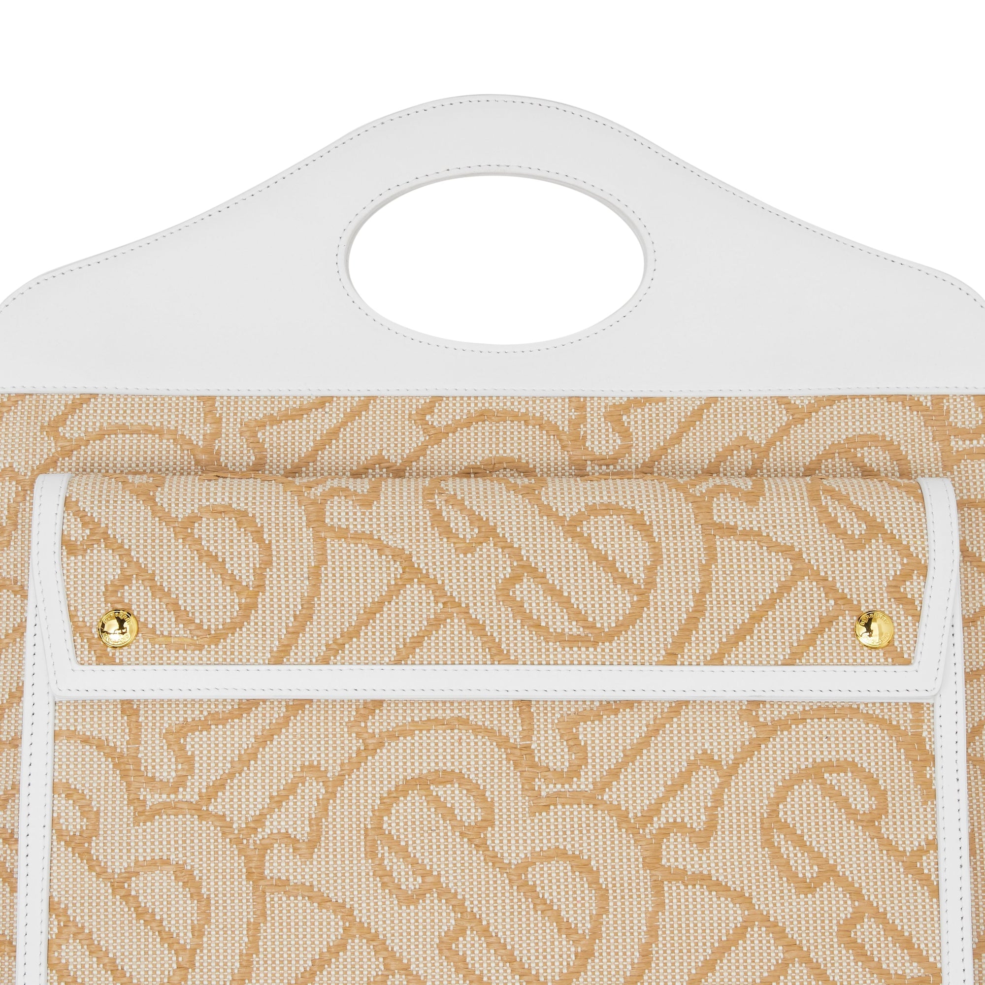 Sac pocket moyen en raphia et cuir - Naturel