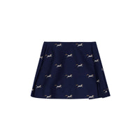 NAVY IP PATTERN Jupe plissée en jacquard de laine et soie à motif licorne