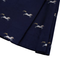NAVY IP PATTERN Jupe plissée en jacquard de laine et soie à motif licorne