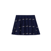 NAVY IP PATTERN Jupe plissée en jacquard de laine et soie à motif licorne